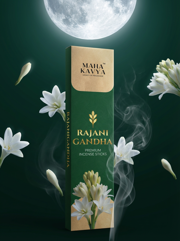 Rajani Gandha Premium Incense Sticks – Night-Blooming Tuberose Fragrance | Maha Kavya